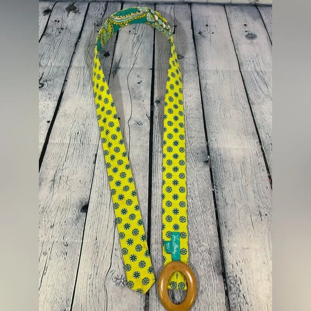 Vera Bradley Classic Peacock Preppy Cottagecore Reversible Wooden Buckle Belt